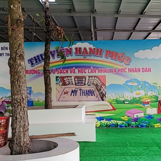 Kiến Tạo "Thư Viện Hạnh Phúc": Thiết Kế & In Backdrop, Tranh Tường Chủ Đề Giáo Dục Sống Động, Truyền Cảm Hứng! khu vực bến cát